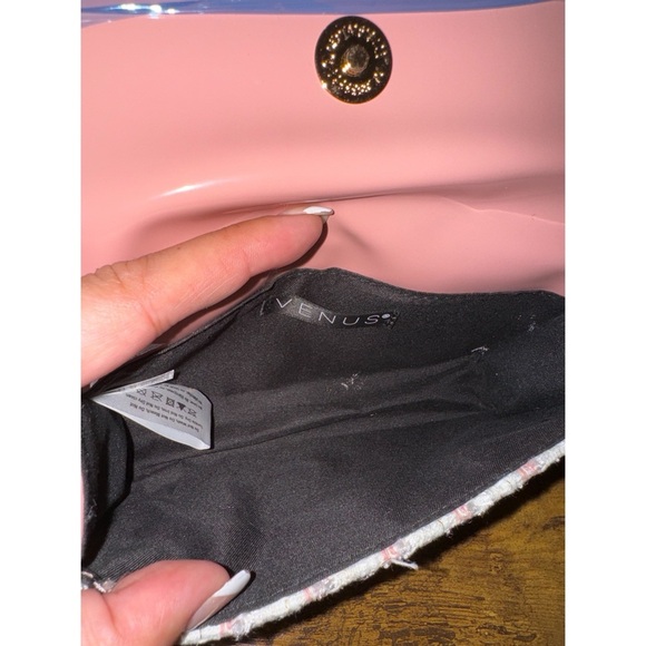 Venus Women's Pink White Tweed Structured Belt Bag New - Picture 5 of 8